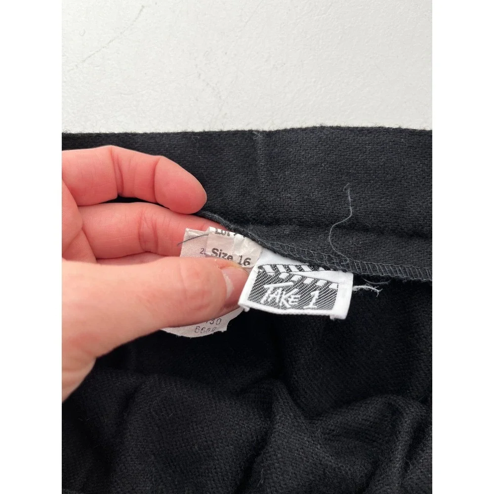 Vintage TAKE 1 Black Wool‎ Blend A Line Midi Skirt Size 16